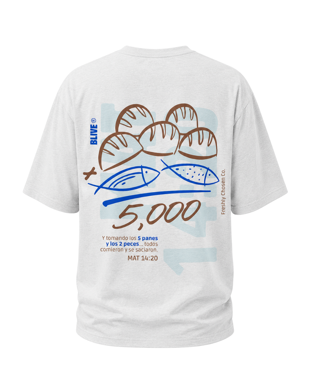 Milagro: 5 panes + 2 peces | Bordada | Camisa + Sticker